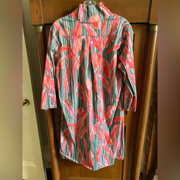 Holly Shae Arden dress w/sash in green Briland Banana Leaf print Sz M/L - Picture 4 of 6